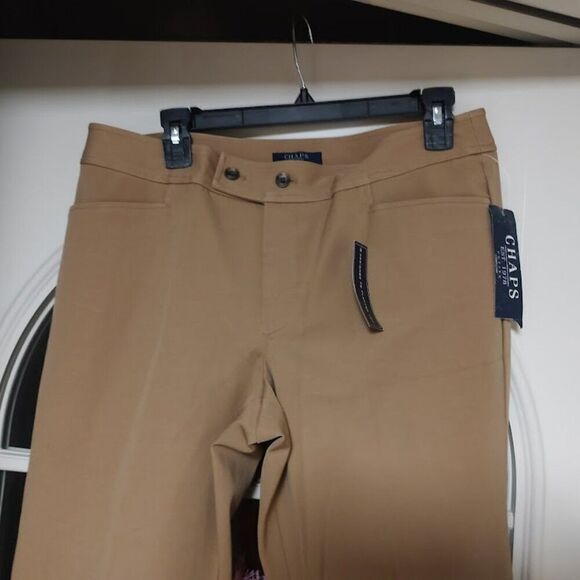 New Chaps Dark Beige Slimming Fit Khakis Size Women's `12 Petite - Picture 2 of 3